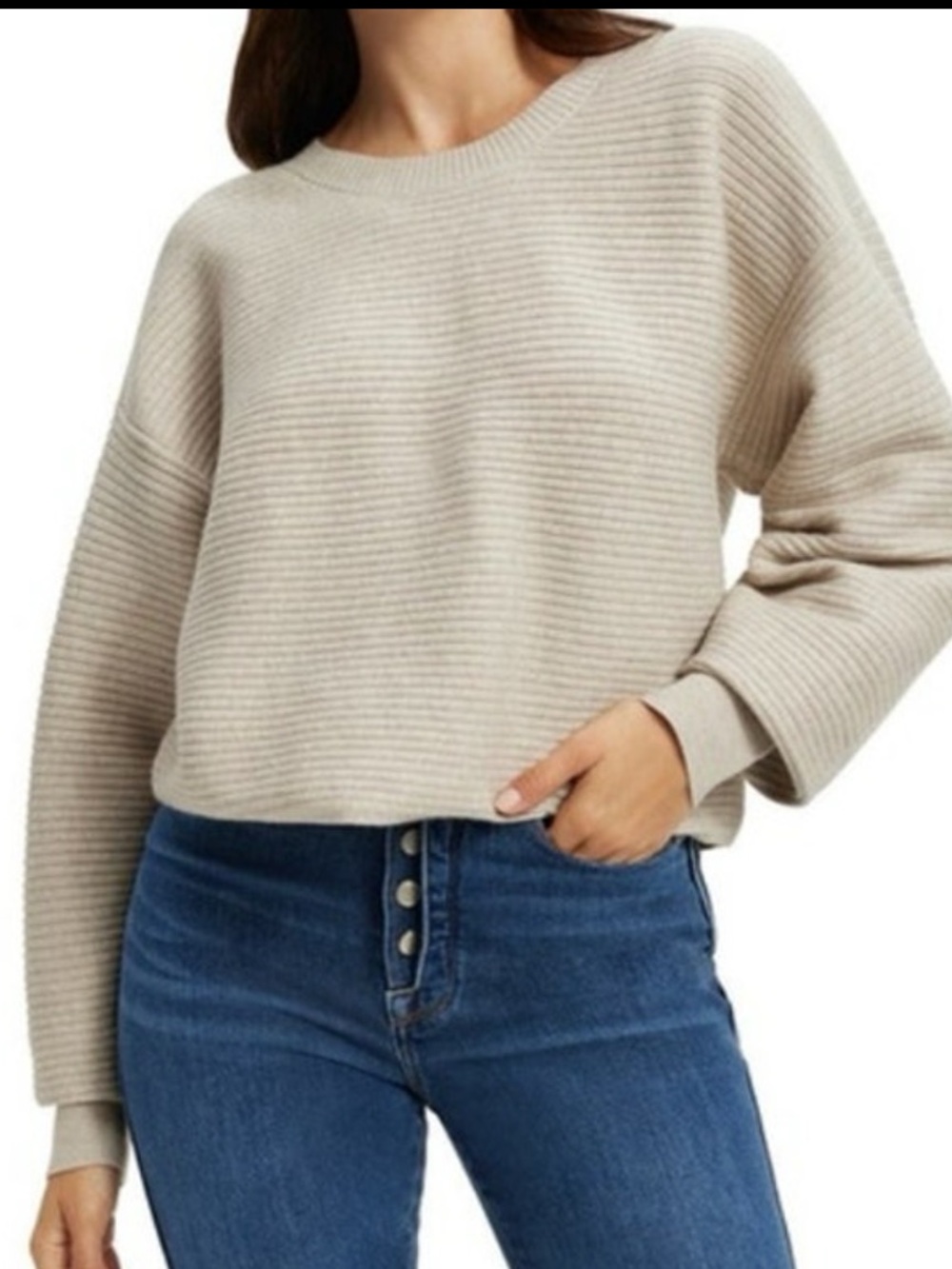 Good American Womens Neutral Knit Sweater Medium M